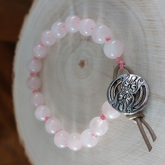 Rose Quartz Bracelet, Leather Artisan made by Rust Belt Raised - Picture 9 of 9